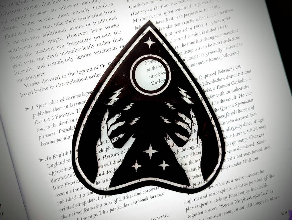 Clear Bookmark Planchette Ouija Witch Witchcraft Occult Goth Gothic Halloween Horror Creepy Oddities Unique Dark Weird