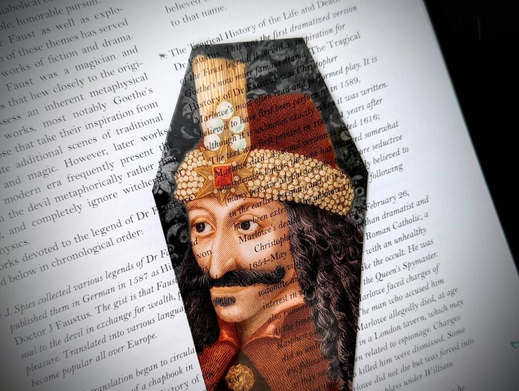 Clear Bookmark Vlad The Impaler Vampire Bloodsucker Monster Ghoul Goth Gothic Halloween Horror Creepy Oddities