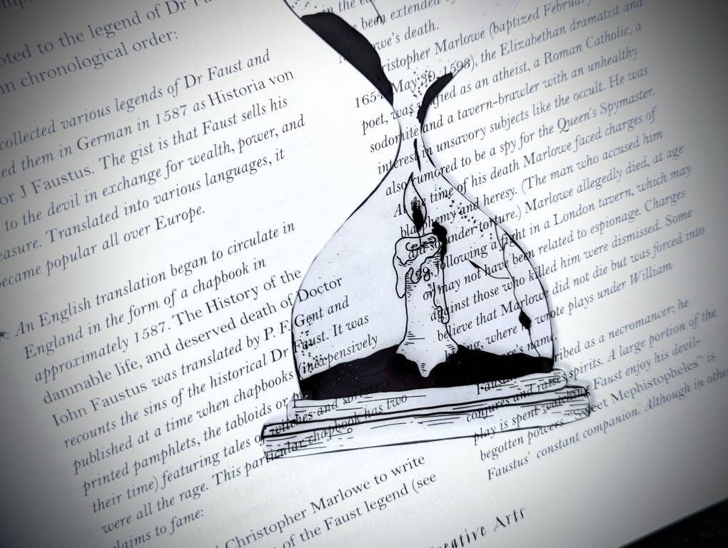 Clear Bookmark Burning Candle Hourglass Time Goth Gothic Halloween Horror Creepy Oddities Unique Dark Weird Art Unique