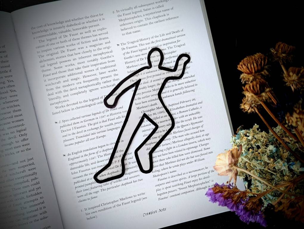 Clear Bookmark Chalk Body Outline True Crime Death Dead Evidence Crime Scene Goth Gothic Horror Creepy Oddities