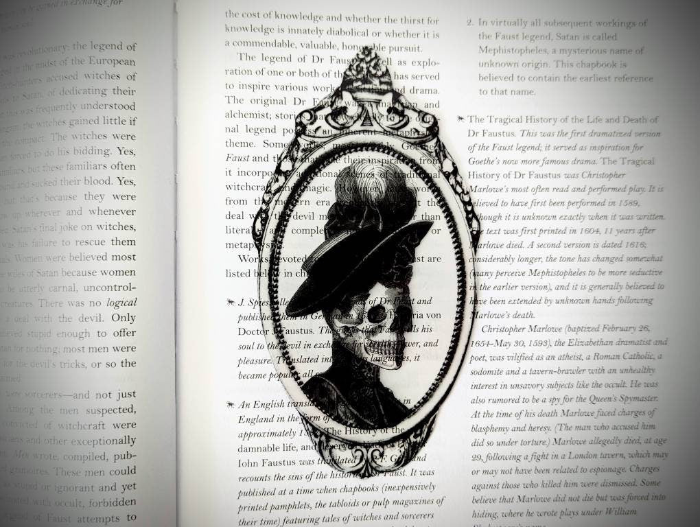 Clear Bookmark Victorian Lady Skull Skeleton Death Goth Gothic Halloween Horror Creepy Oddities Gift