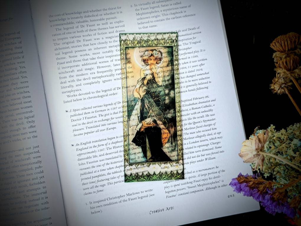 Clear Bookmark Alphonse Maria Mucha Clair de Lune The Moon French Art Nouveau Gift Dark Academia Handmade Artist Book Reader Gift