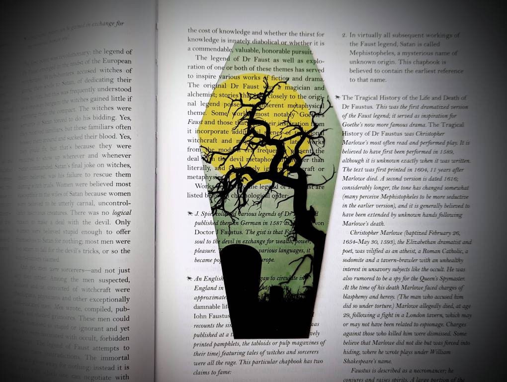 Clear Bookmark Full Moon Graveyard Cemetery Dead Tree Goth Gothic Halloween Horror Creepy Oddities