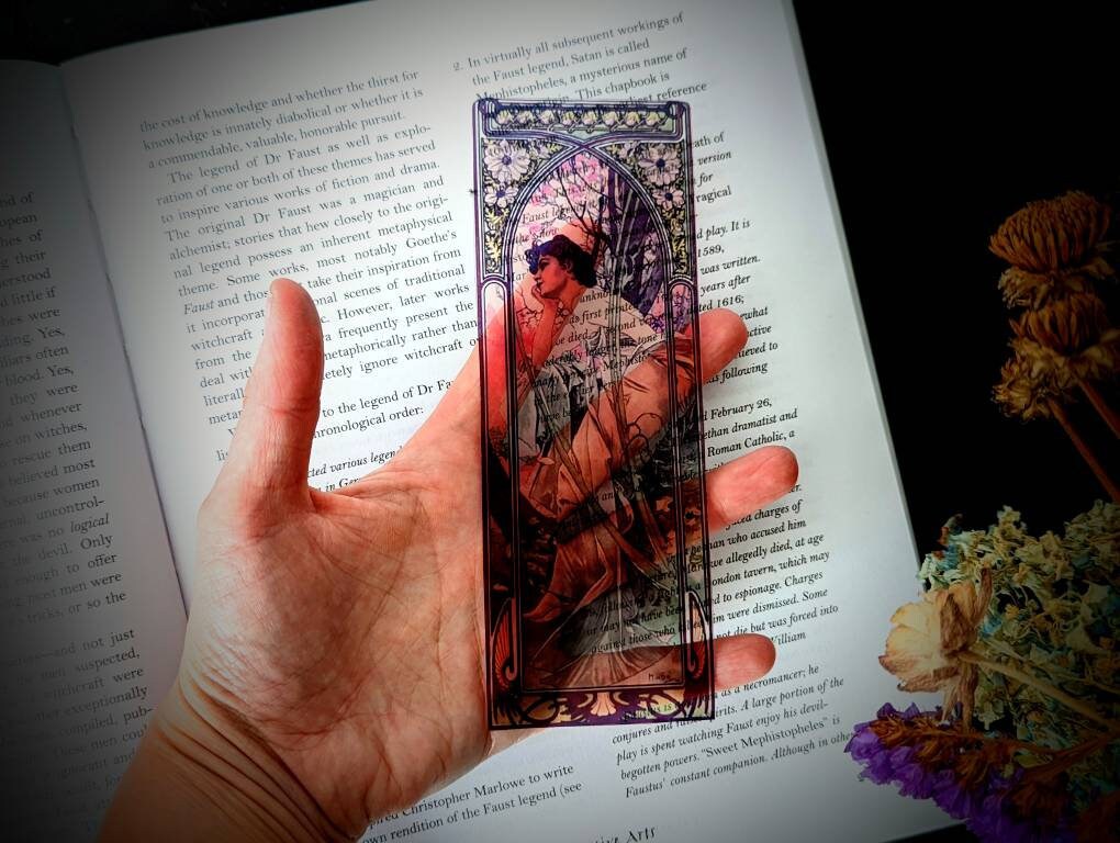 Clear Bookmark Alphonse Maria Mucha Evening Reverie French Art Nouveau Gift