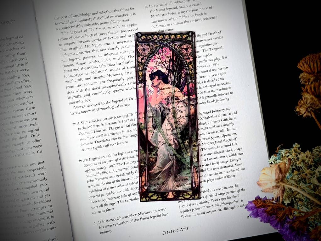 Clear Bookmark Alphonse Maria Mucha Evening Reverie French Art Nouveau Gift