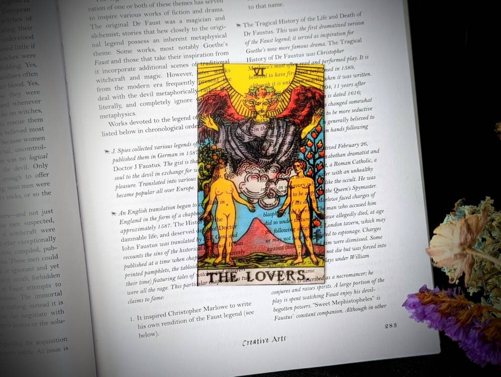 Clear Bookmark The Lovers Tarot Card Witch Witchcraft Occult Goth Gothic Halloween Horror Creepy Oddities