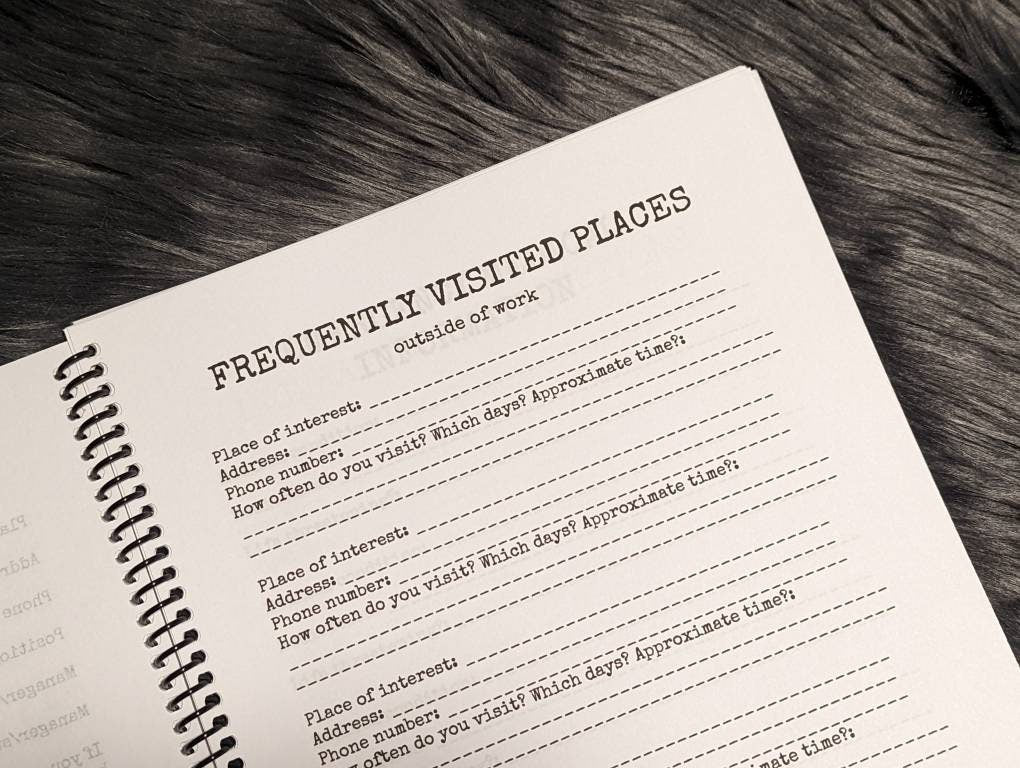 In Case I Go Missing Emergency Notebook Physical Spiral-Bound Laminated Important Private Sensitive Information True Crime