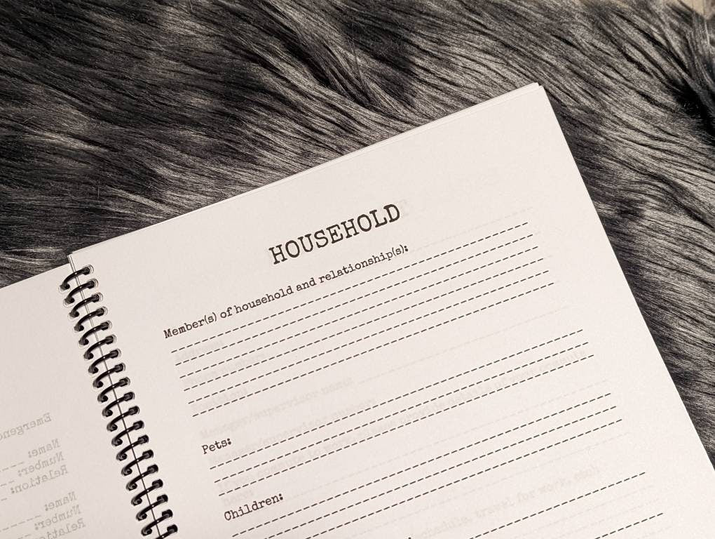 In Case I Go Missing Emergency Notebook Physical Spiral-Bound Laminated Important Private Sensitive Information True Crime