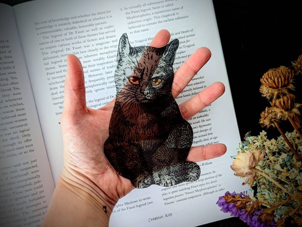Clear Bookmark Grumpy Angry Sassy Black Cat Goth Gothic Halloween Horror Book Reader Lover Gift