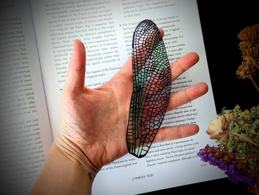 Clear Bookmark Colored Dragonfly Insect Wing Nature Bug Durable Gift Unique