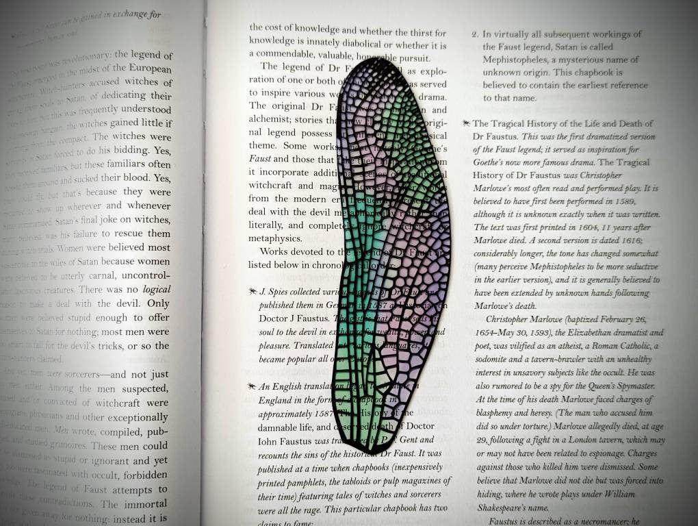 Clear Bookmark Colored Dragonfly Insect Wing Nature Bug Durable Gift Unique