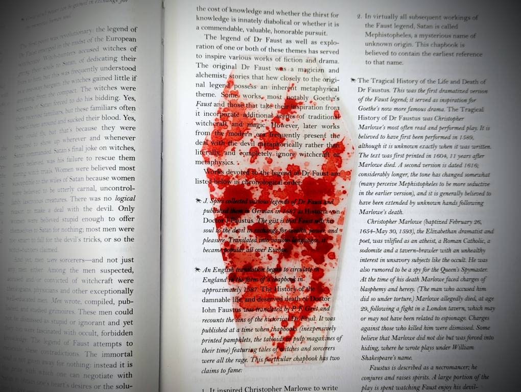 Clear Bookmark Blood Splatter Coffin Goth Gothic Halloween Horror Creepy Oddities