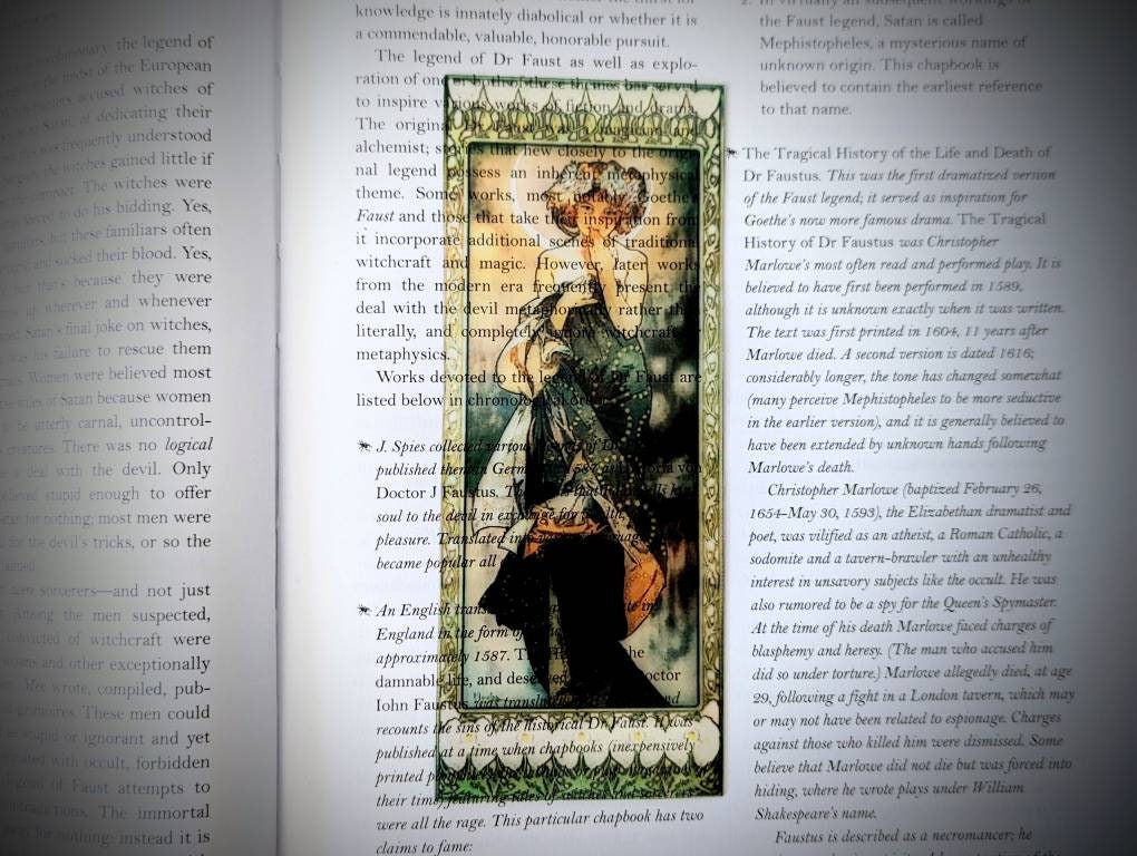 Clear Bookmark Alphonse Maria Mucha Clair de Lune The Moon French Art Nouveau Gift Dark Academia Handmade Artist Book Reader Gift