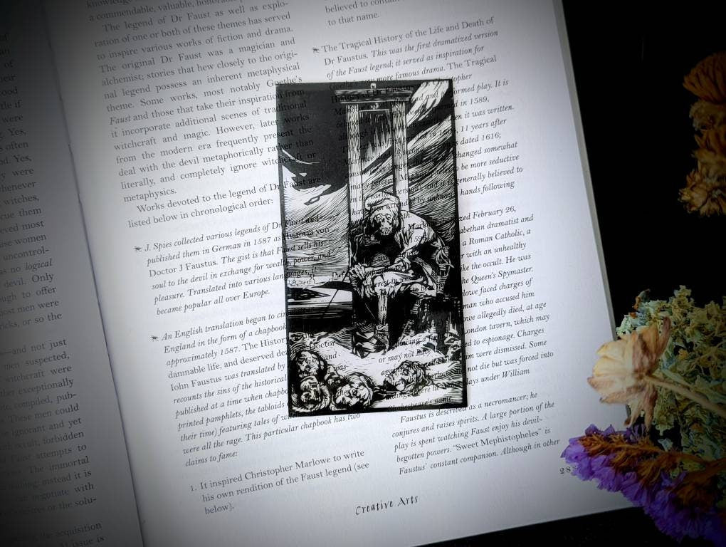 Clear Bookmark Death At The Guillotine Goth Gothic Halloween Horror Creepy Oddities