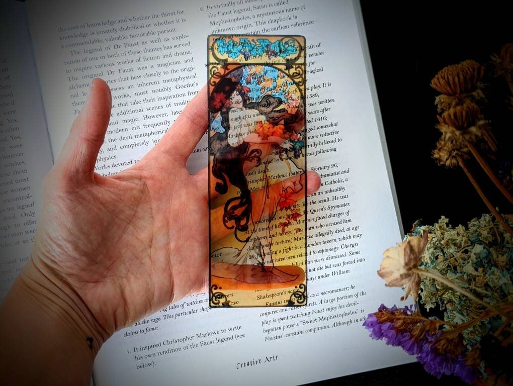 Clear Bookmark Alphonse Maria Mucha Amethyst II French Art Nouveau Gift