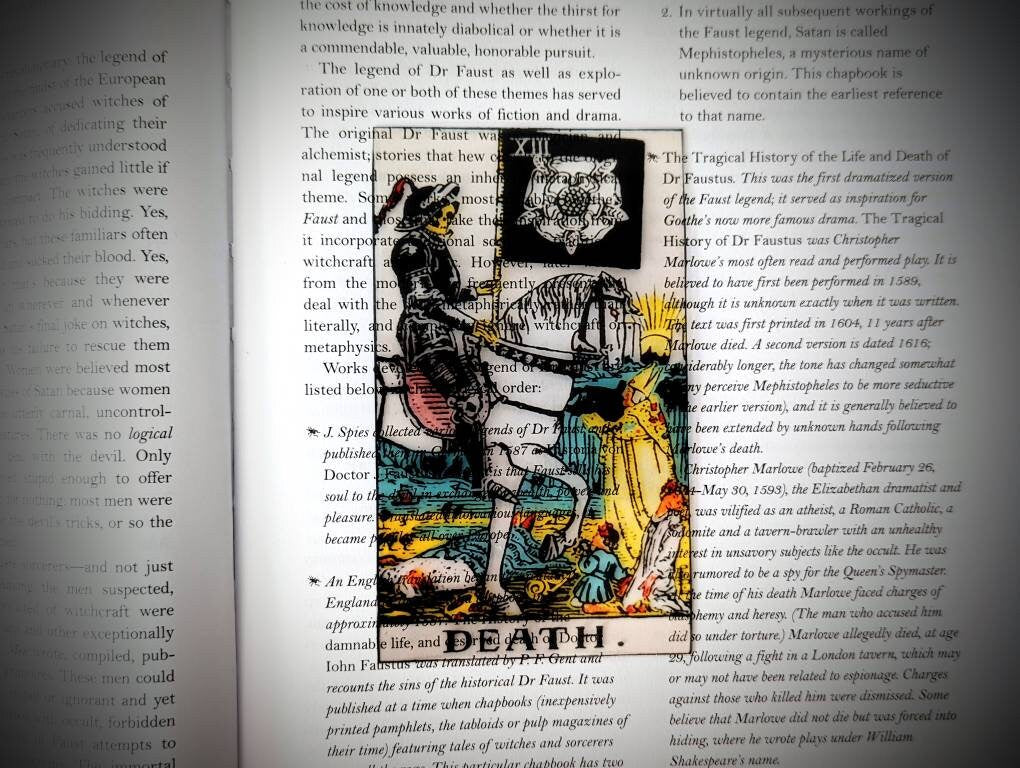 Clear Bookmark Death Tarot Card Witch Witchcraft Occult Goth Gothic Halloween Horror Creepy Oddities