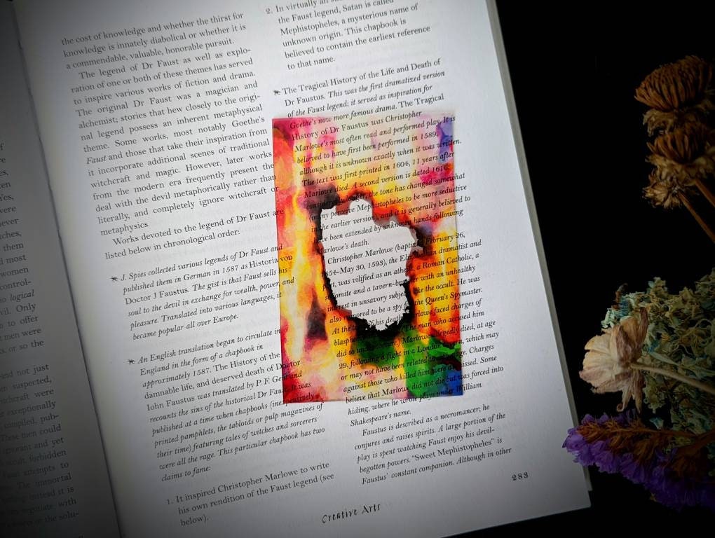 Clear Bookmark Abstract Burnt Burn Paper Colorful Rainbow Weird Dark Creepy Oddities Dyslexia Reading Guide