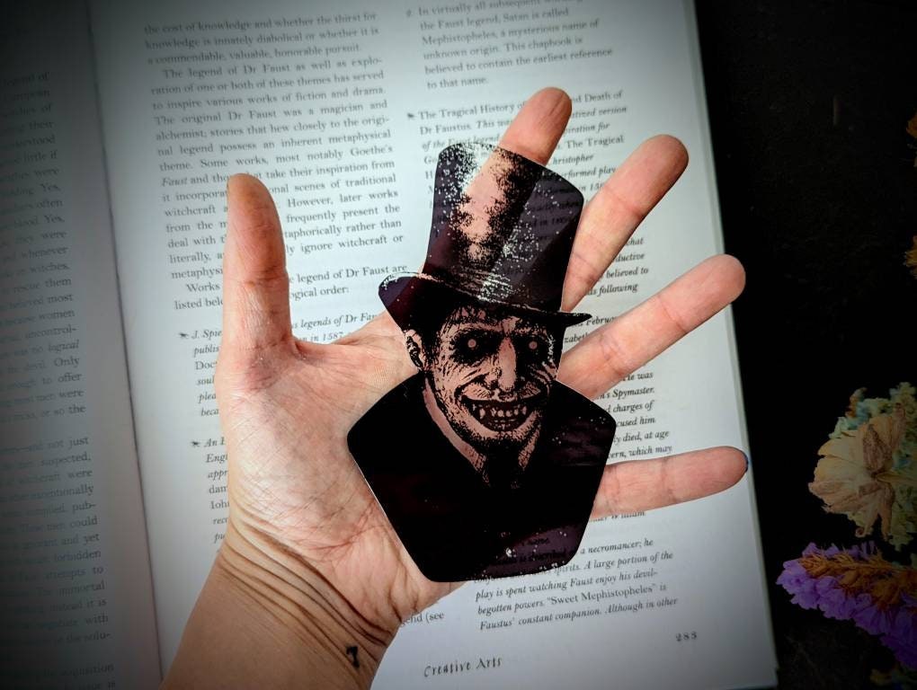 Clear Bookmark Creepy Man Phantom Ghost Demon Ghoul Ghost Poltergeist Goth Gothic Halloween Horror Oddities