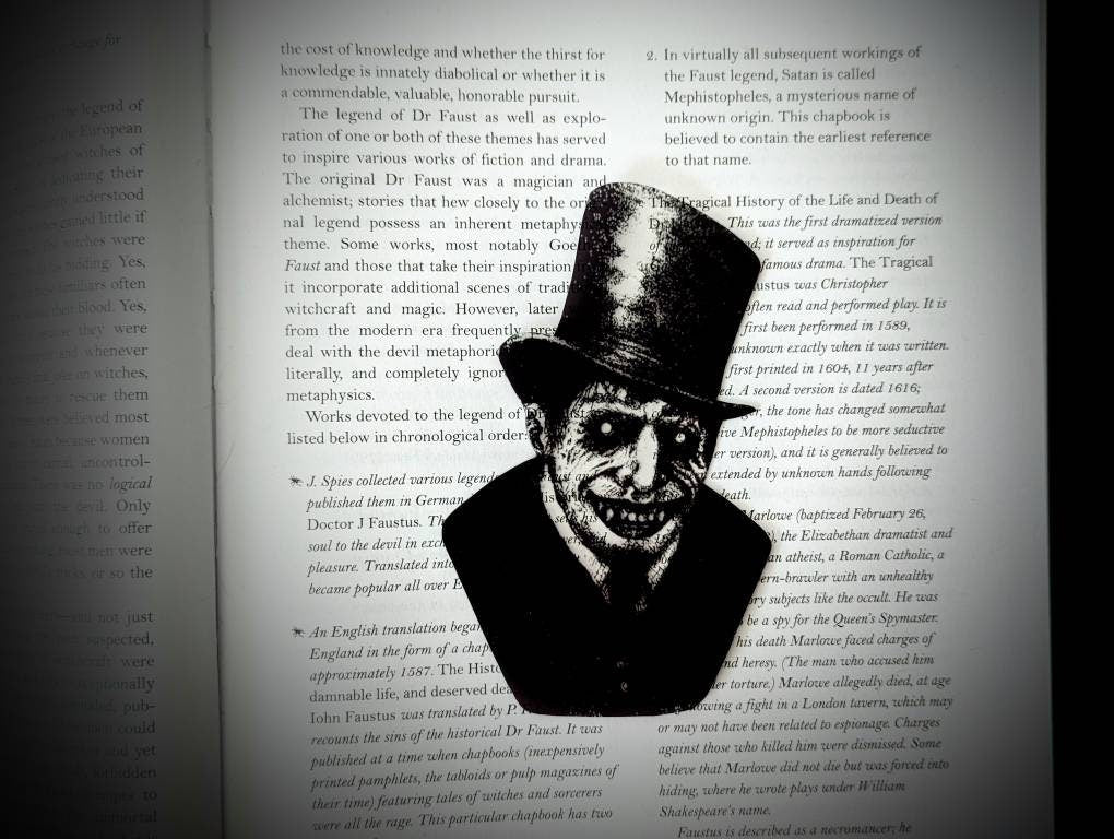 Clear Bookmark Creepy Man Phantom Ghost Demon Ghoul Ghost Poltergeist Goth Gothic Halloween Horror Oddities