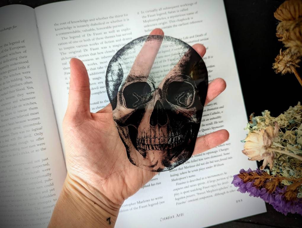 Clear Bookmark Human Skull Skeleton Goth Gothic Halloween Horror Creepy Spooky Anatomy Oddities