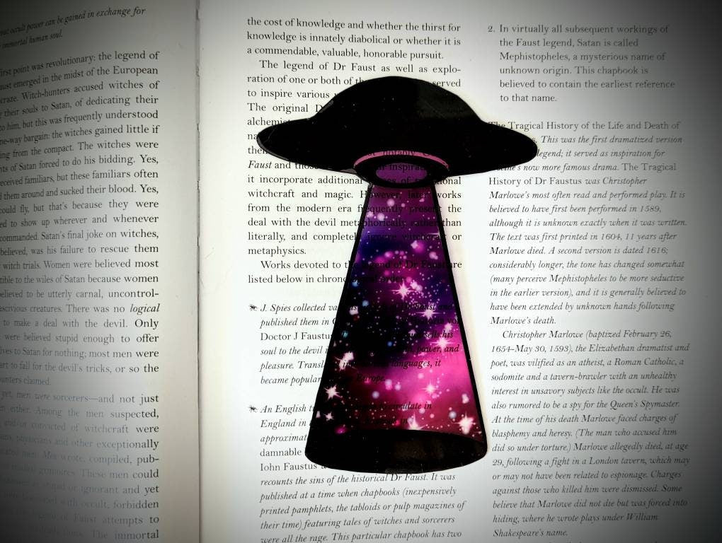 Clear Bookmark UFO Galaxy Space Nebula Alien Abduction Abduct Aliens Are Real Aliens Exist Believer Book Reader Lover GIft Handmade Artist