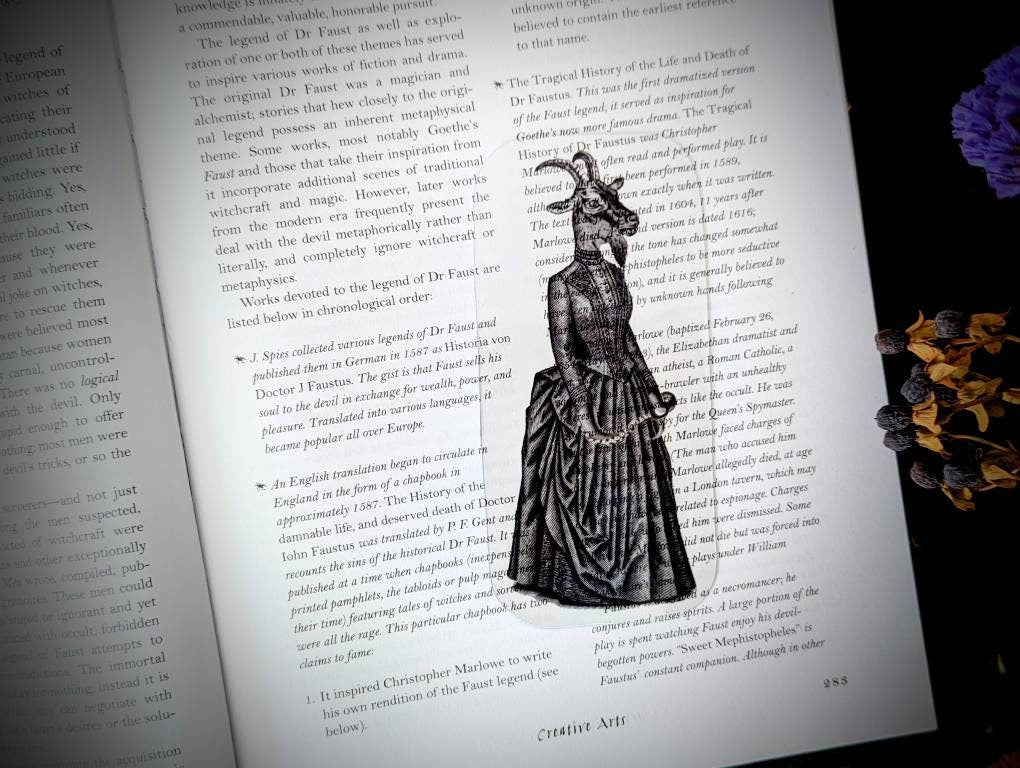 Clear Bookmark Victorian Black Sheep Goat Tentacles Goth Gothic Halloween Horror Creepy Odd Weird Art