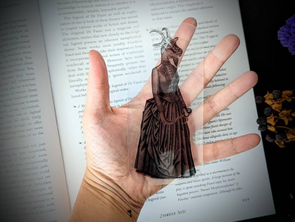 Clear Bookmark Victorian Black Sheep Goat Tentacles Goth Gothic Halloween Horror Creepy Odd Weird Art