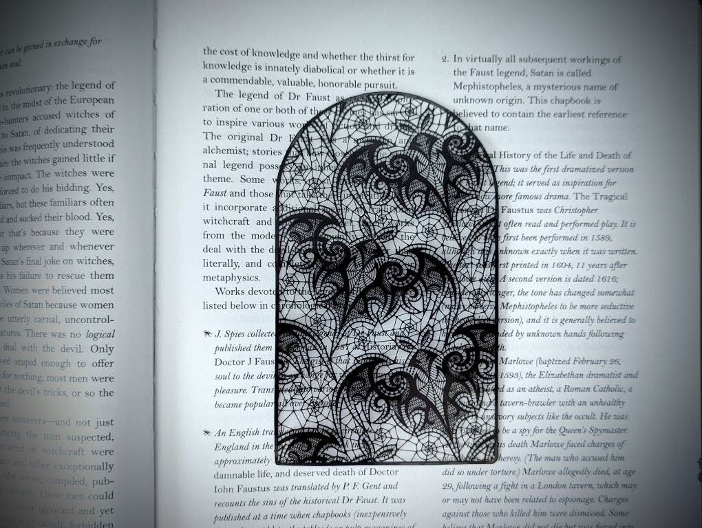 Clear Bookmark Bats Lace Goth Gothic Halloween Horror Creepy Victorian