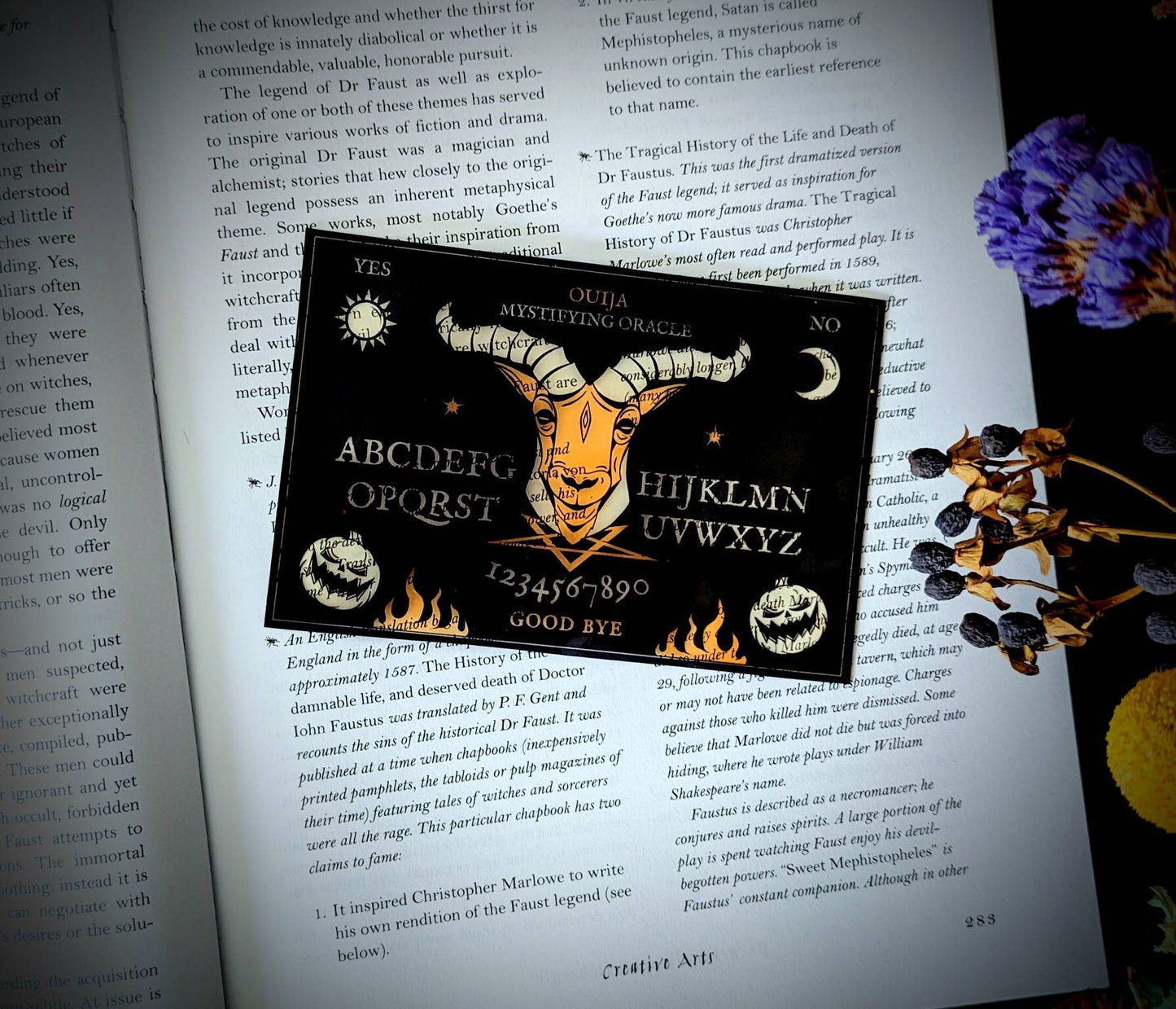 Clear Bookmark Ouija Spirit Board Black Sheep Goat Witchcraft Occult Goth Gothic Halloween Horror Creepy Oddities Unique Dark Weird