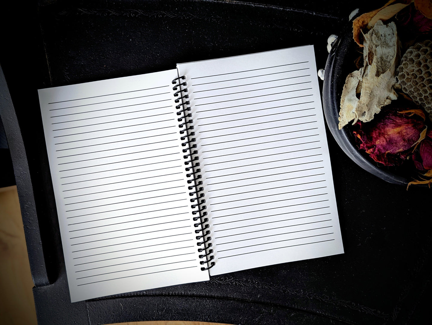 Spiral Notebook Journal Lined Pages Creepy Red Eyes Gothic Goth Horror Halloween Dark Academia Oddities Gift Handmade Artist