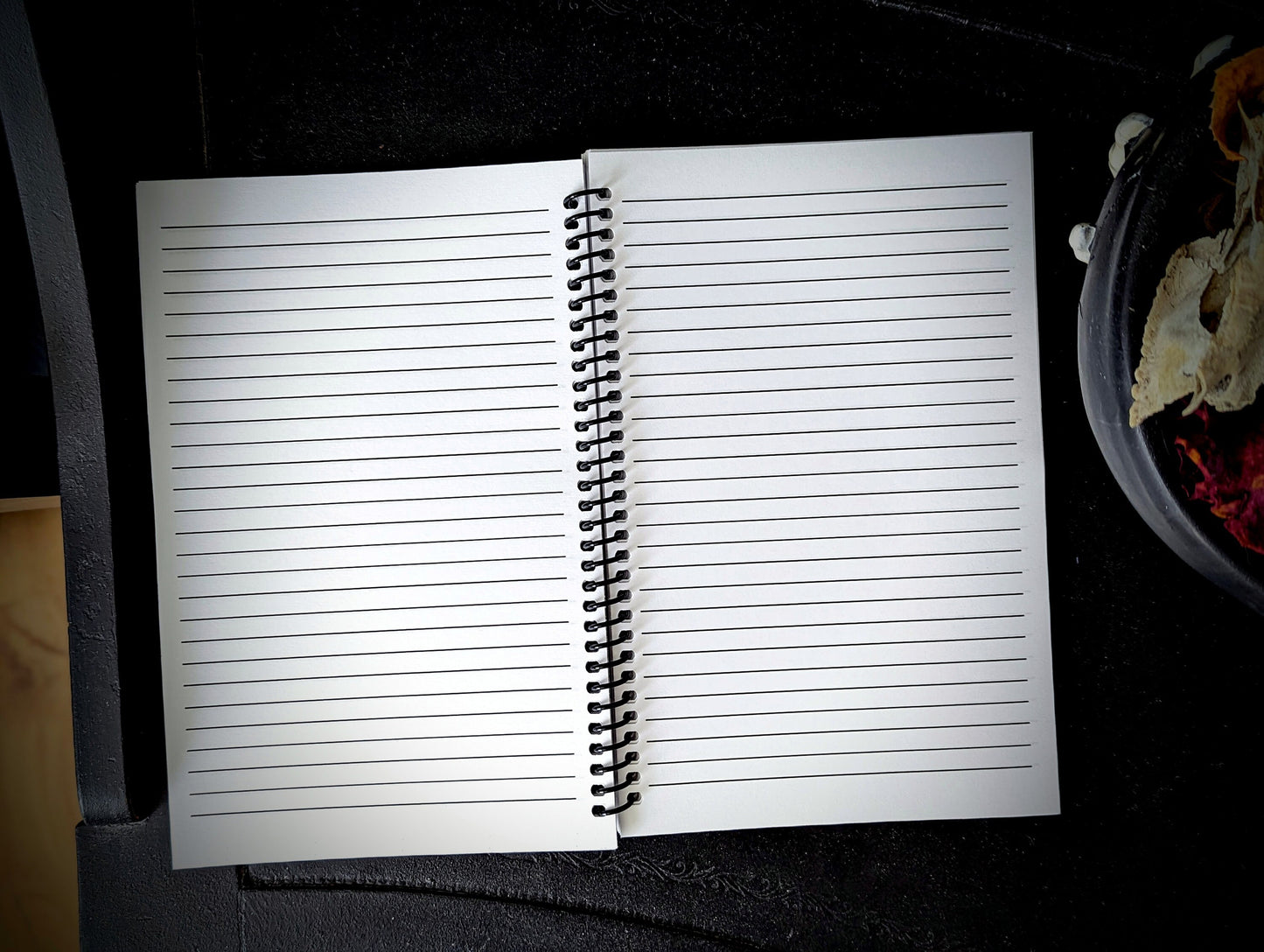 Spiral Notebook Journal Lined Pages Black Bats Skeleton Anatomy Gothic Goth Horror Halloween Dark Academia Oddities Gift Handmade Artist