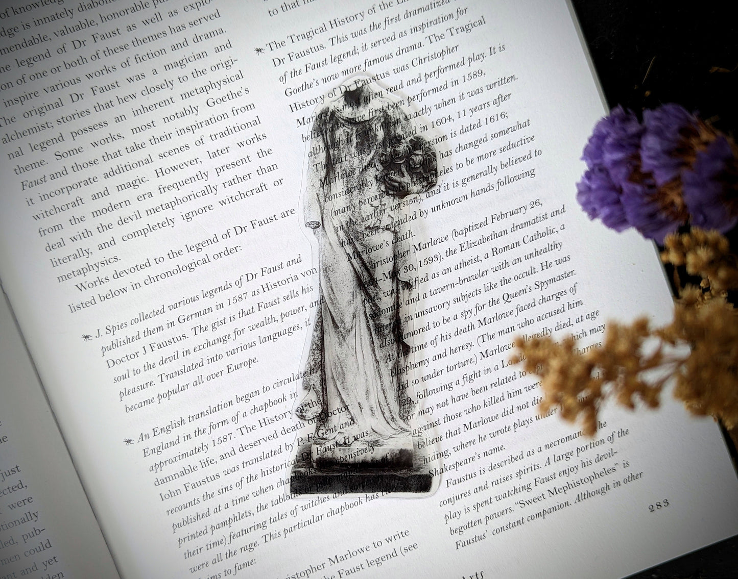 Clear Bookmark Headless Statue Tombstone Gravestone Cemetery Graveyard Goth Gothic Halloween Horror Creepy Dark Academia Book Lover GIft