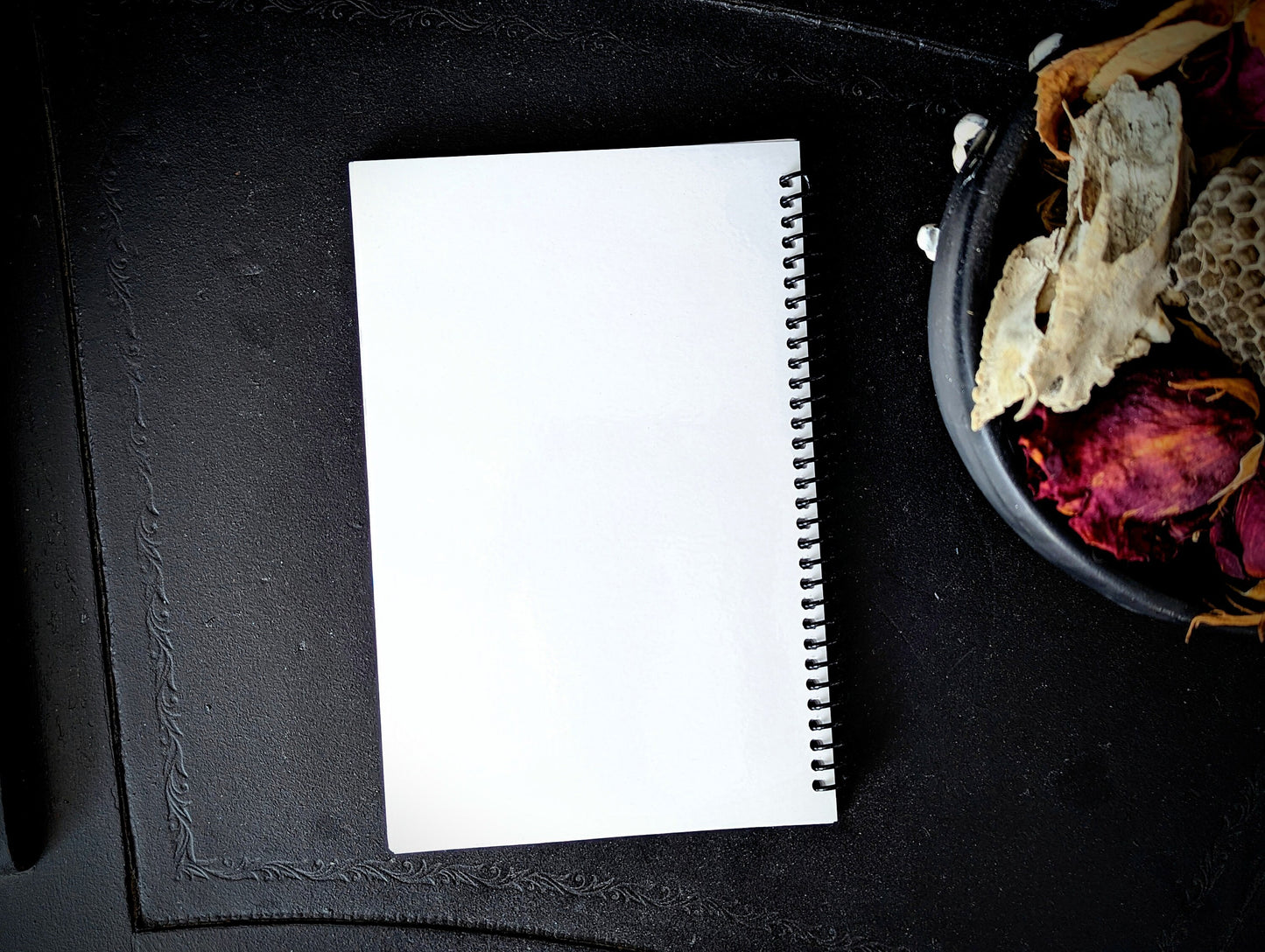 Spiral Notebook Journal Lined Pages Black Bats Skeleton Anatomy Gothic Goth Horror Halloween Dark Academia Oddities Gift Handmade Artist
