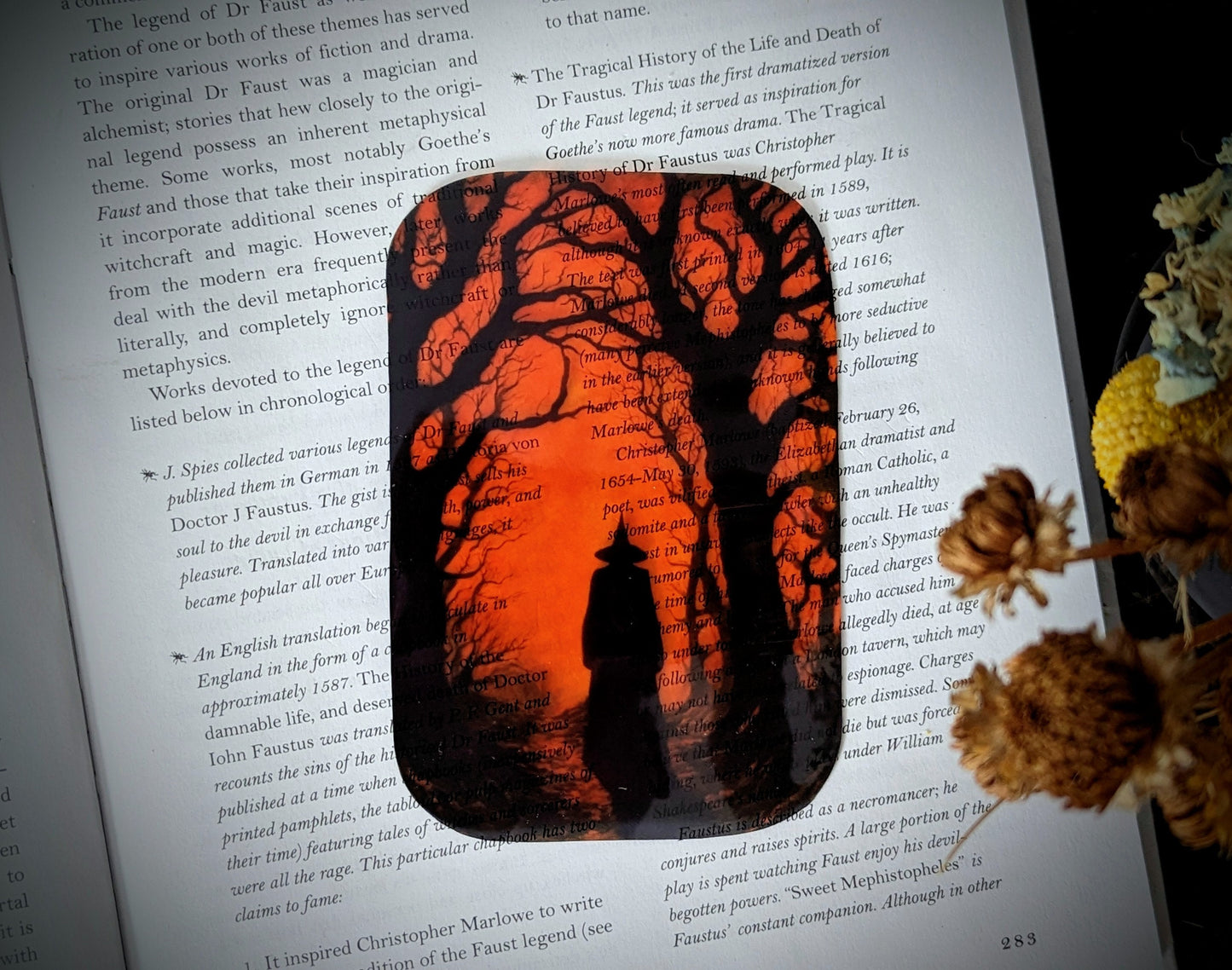 Clear Bookmark Witch Walking In Haunted Woods Forest Night Goth Gothic Halloween Horror Dark Academia Handmade Artist Book Reader Lover Gift