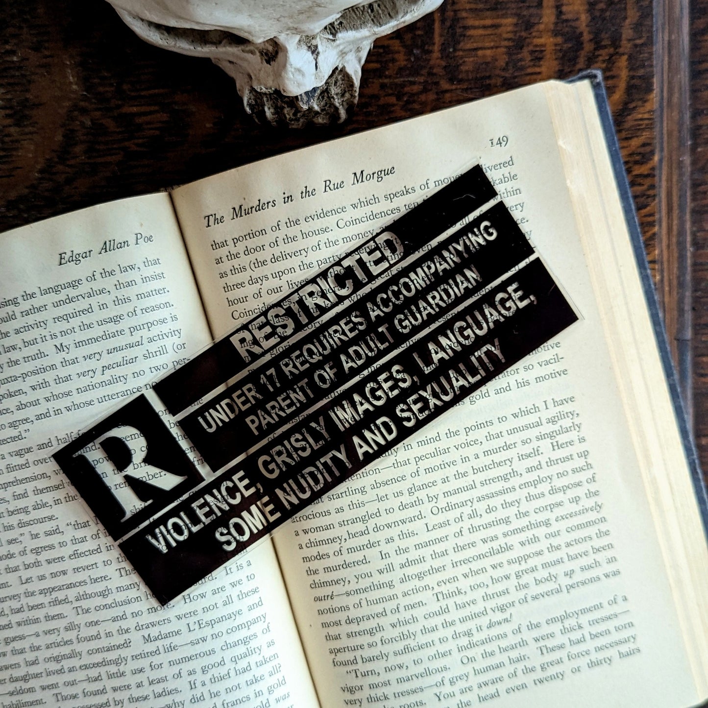 Clear Bookmark R Rating Rated R Goth Gothic Halloween Horror Creepy Oddities Book Lover Reader Gift Handmade Artist