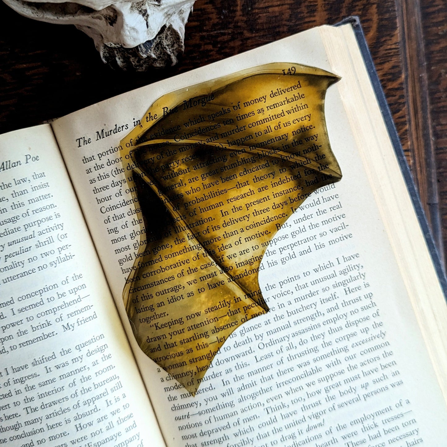 Clear Bookmark Gold Yellow Watercolor Bat Dragon Wing Goth Gothic Fantasy Sci-Fi Book Lover Reader Gift Handmade Artist