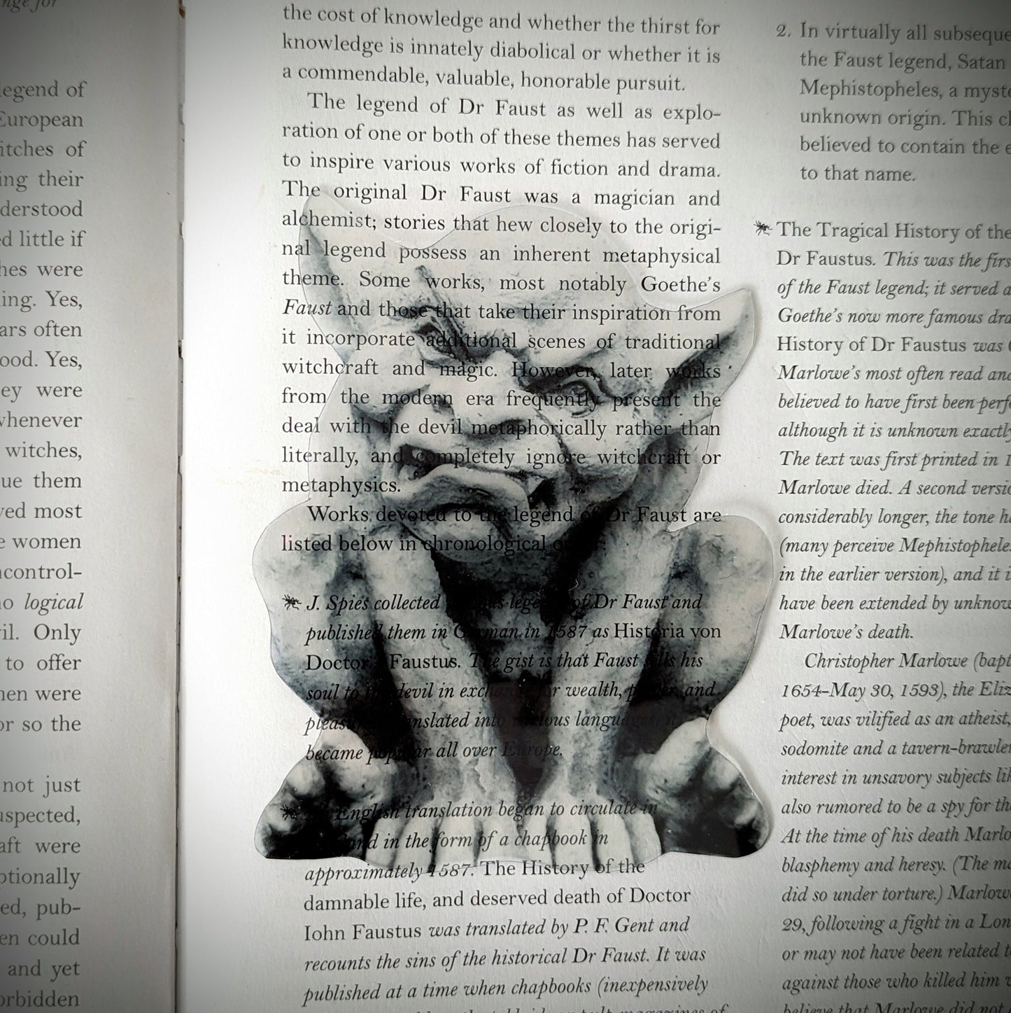 Clear Bookmark Gargoyle Creature Monster Goblin Goth Gothic Halloween Horror Creepy Oddities Book Lover Reader Gift Handmade Artist