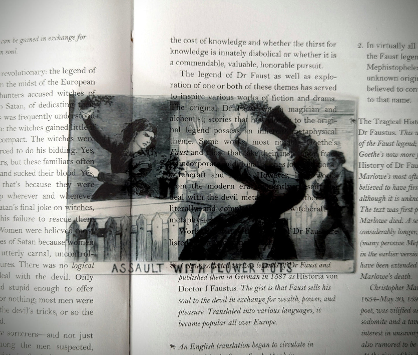 Clear Bookmark London Illustrated Police News Assault By Flower Pots Gothic Halloween Horror Humor Book Lover Reader Gift Handmade Artist