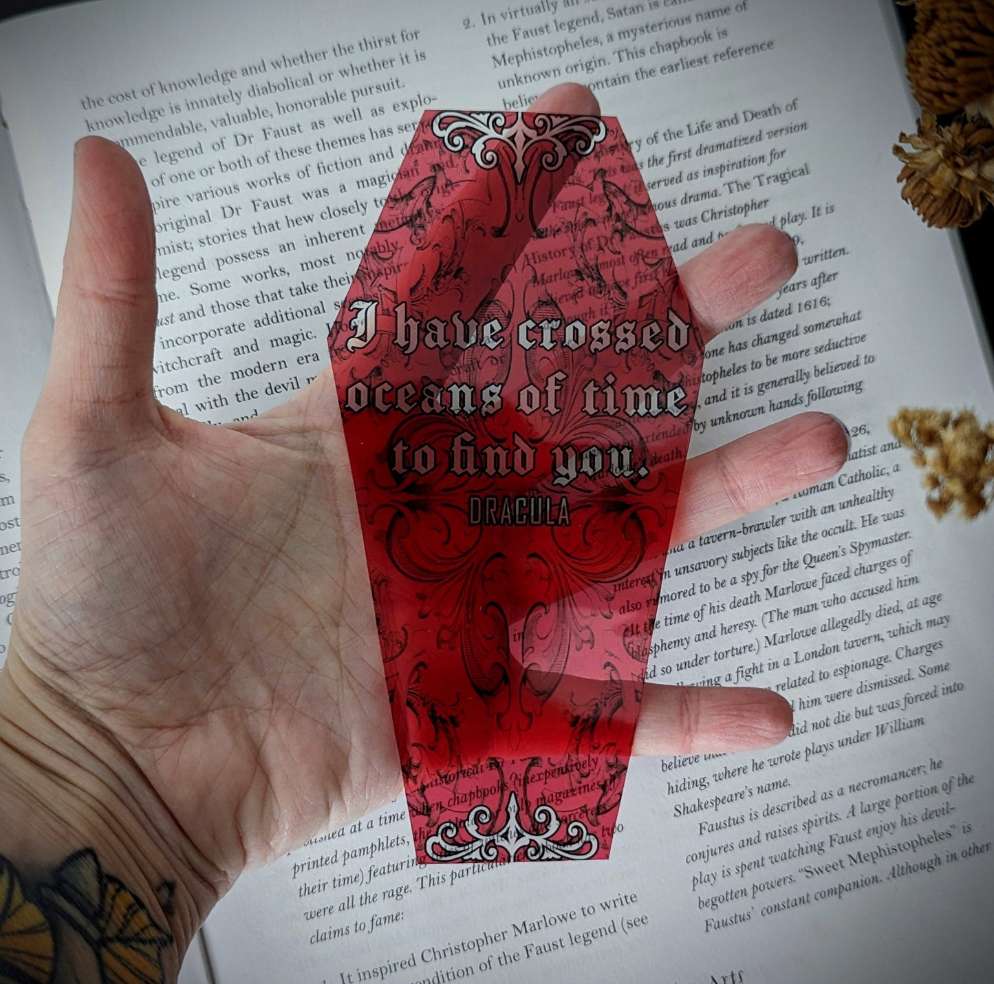 Clear Bookmark Bram Stoker Dracula Inspired Oceans Of Time Gothic Halloween Horror Book Lover Reader Gift Handmade Artist