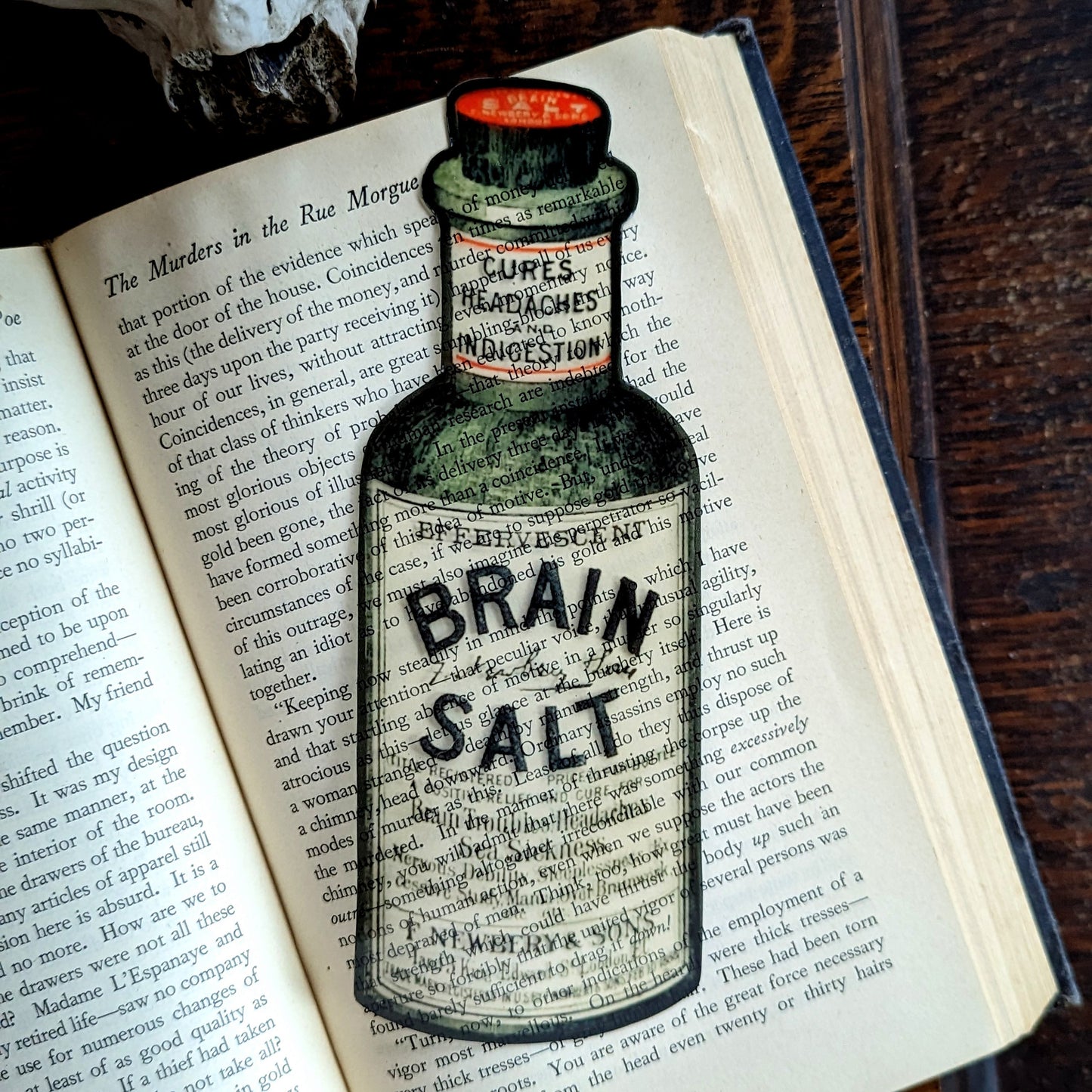 Clear Bookmark Brain Salt Apothecary Bottle Dark Academia Victorian Gothic Halloween Horror Book Lover Reader Gift Handmade Artist