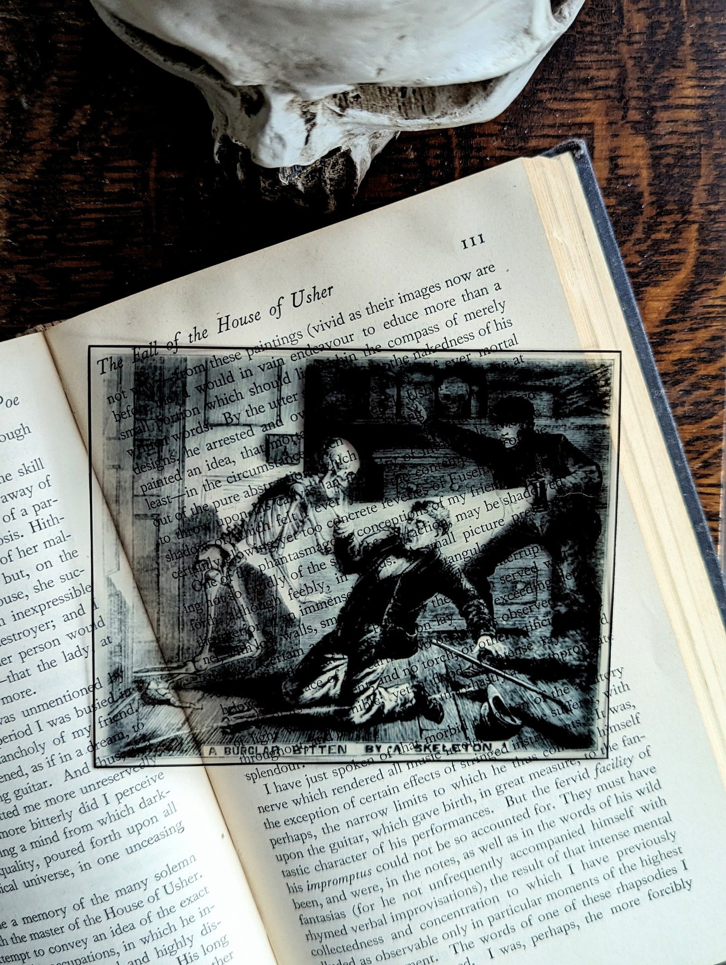 Clear Bookmark London Illustrated Police News Burglar Bitten By Skeleton Goth Halloween Horror Humor Book Lover Reader Gift Handmade Artist