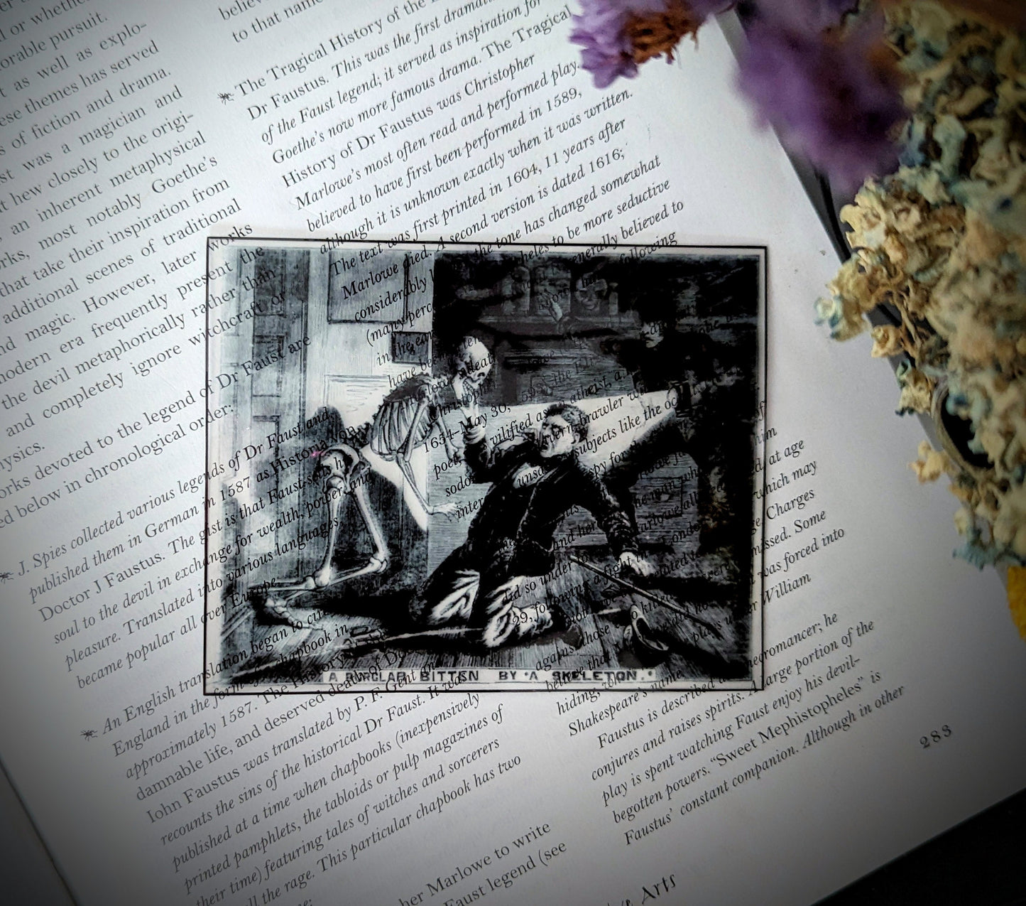 Clear Bookmark London Illustrated Police News Burglar Bitten By Skeleton Goth Halloween Horror Humor Book Lover Reader Gift Handmade Artist