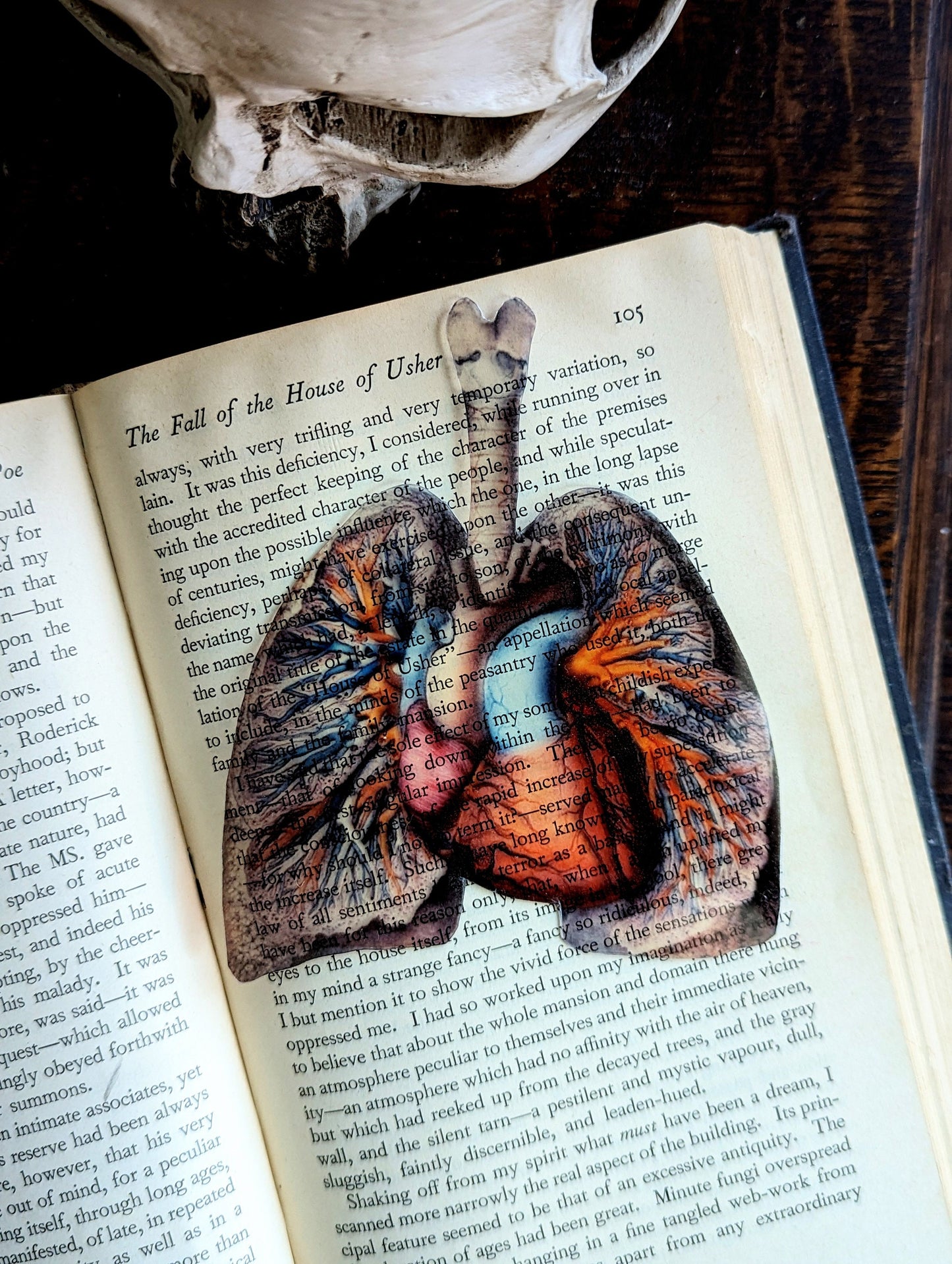 Clear Bookmark Anatomical Human Lungs Heart Medical Anatomy Goth Gothic Halloween Horror Book Reader Lover Gift Vintage Illustration