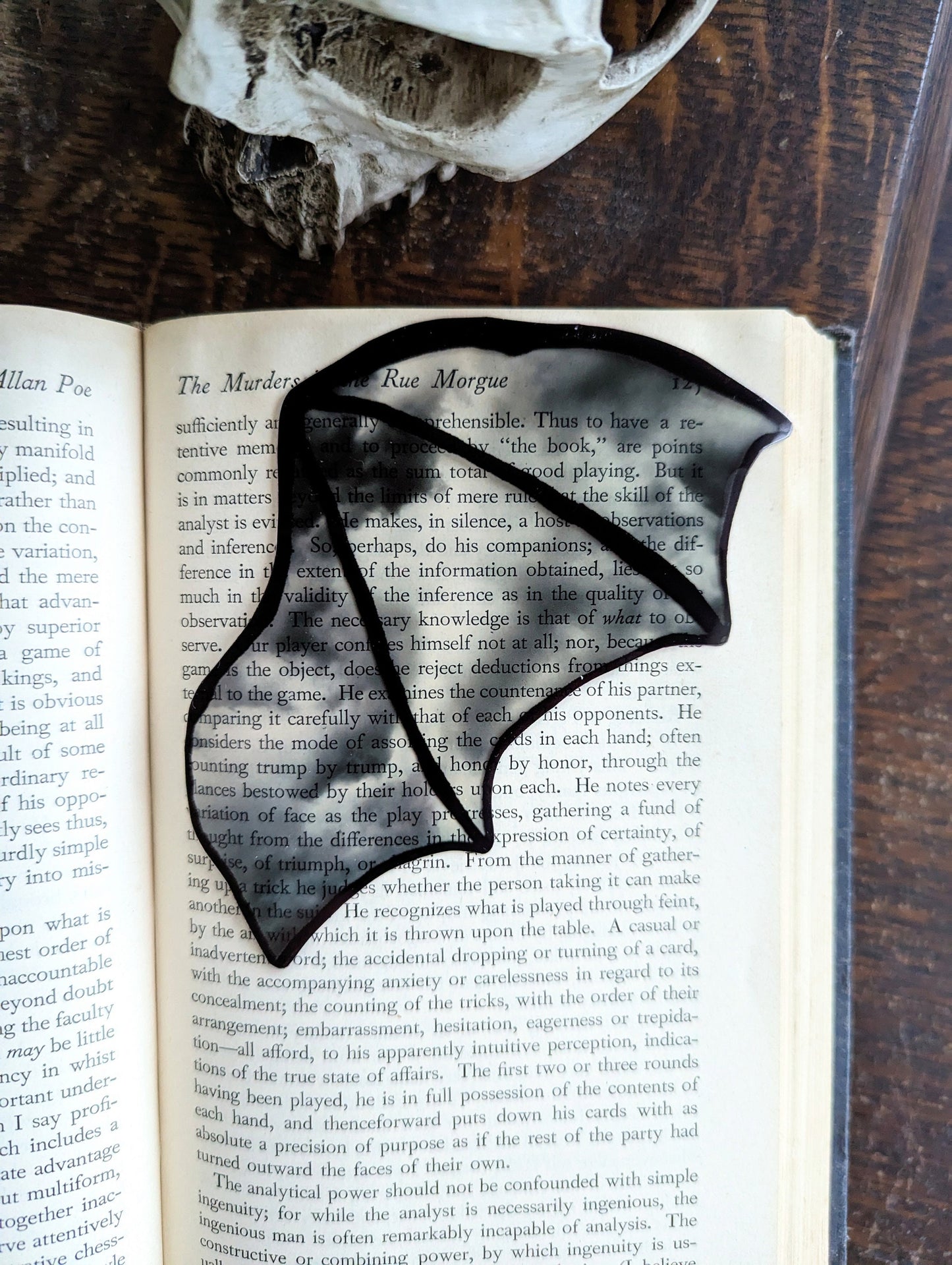 Clear Bookmark Stormy Clouds Bat Dragon Wing Goth Gothic Dark Academia Book Lover Reader Gift Handmade Artist