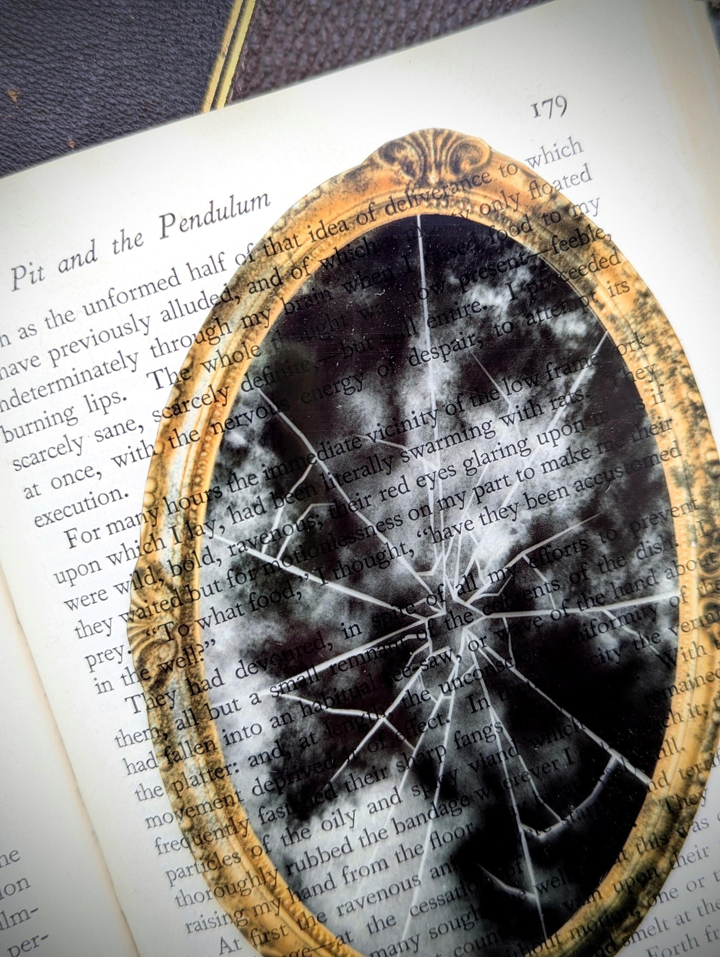 Clear Bookmark Broken Shattered Glass Mirror Grunge Clouds Victorian Gothic Horror Dark Academia Handmade Artist Book Club Reader Lover Gift