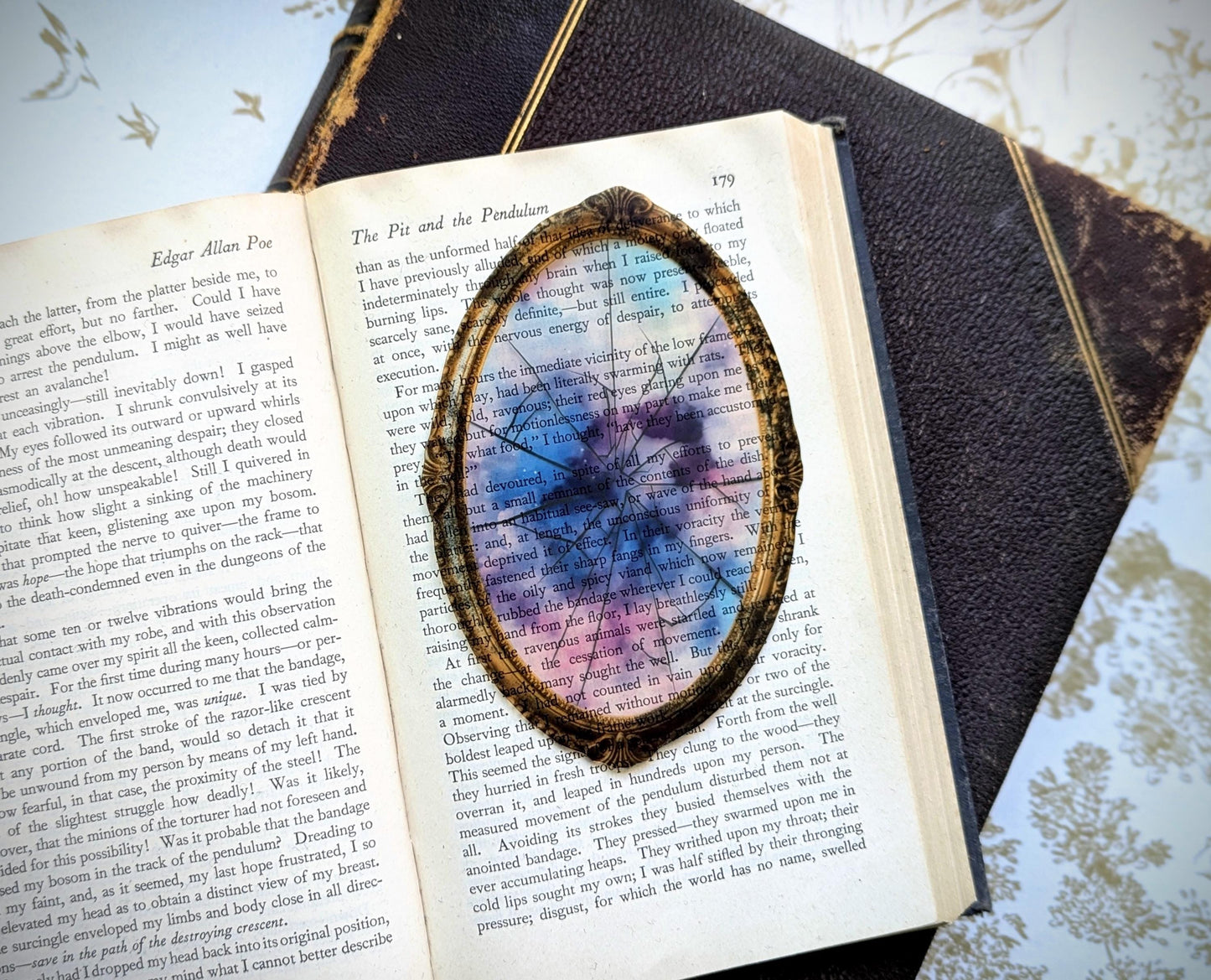 Clear Bookmark Broken Shattered Glass Mirror Cosmos Galaxy Victorian Gothic Horror Dark Academia Handmade Artist Book Club Reader Lover Gift