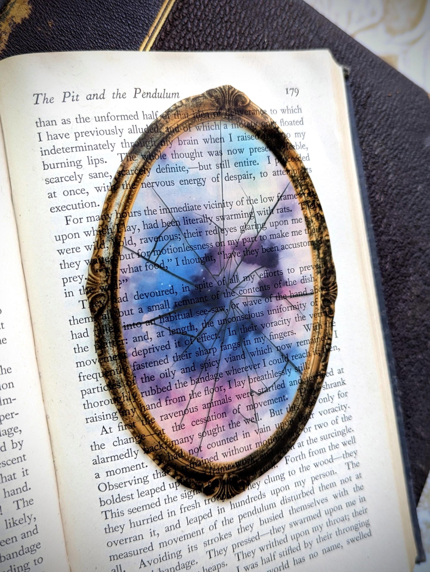 Clear Bookmark Broken Shattered Glass Mirror Cosmos Galaxy Victorian Gothic Horror Dark Academia Handmade Artist Book Club Reader Lover Gift