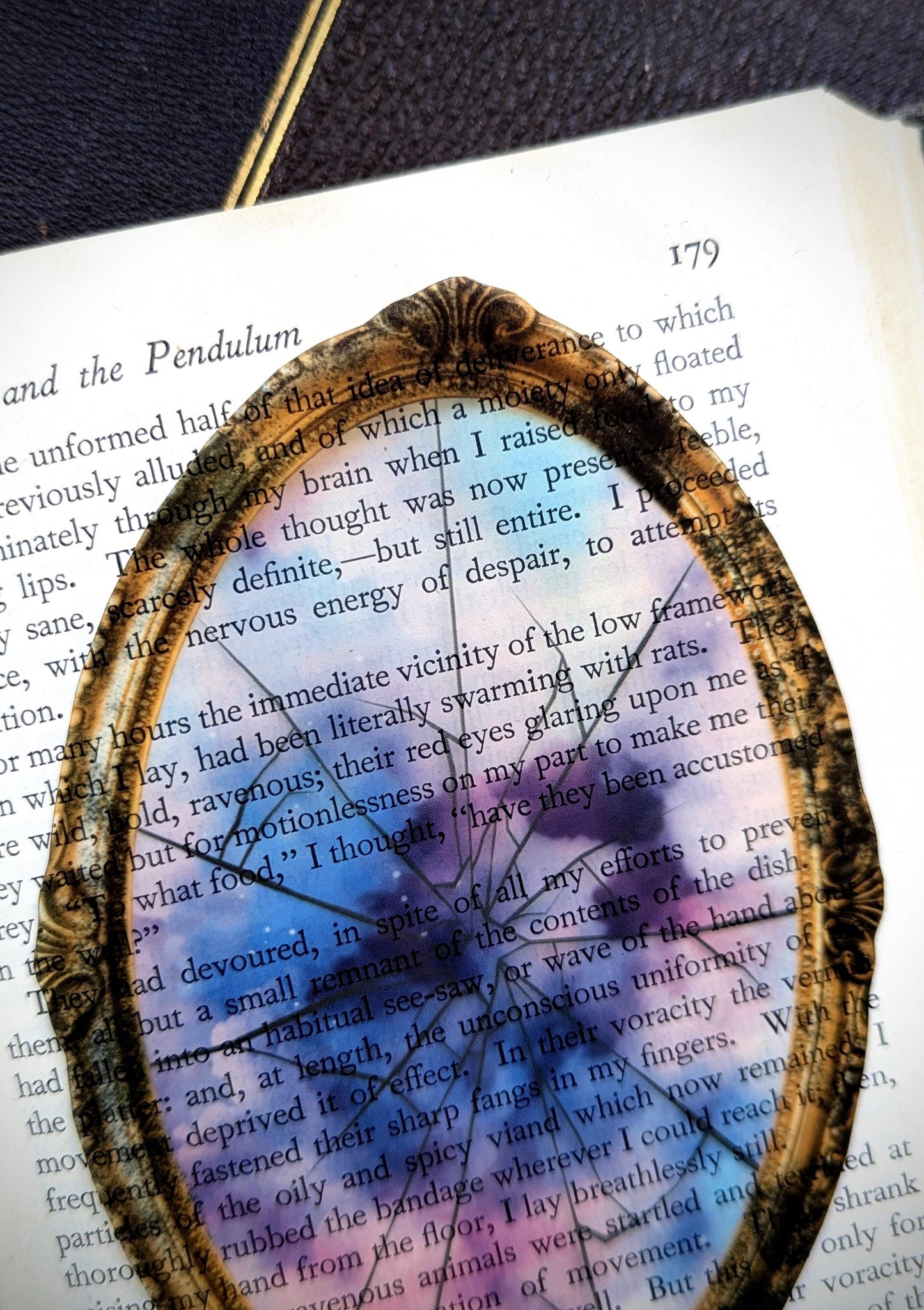 Clear Bookmark Broken Shattered Glass Mirror Cosmos Galaxy Victorian Gothic Horror Dark Academia Handmade Artist Book Club Reader Lover Gift