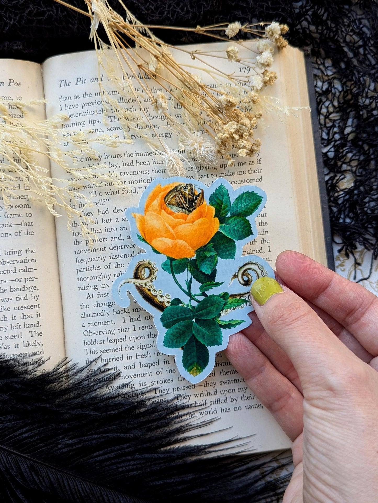 Vinyl Waterproof Sticker Surreal Fish Flower Tentacles Gothic Creepy Witch Witchcraft Horror Halloween Weird Handmade Artist
