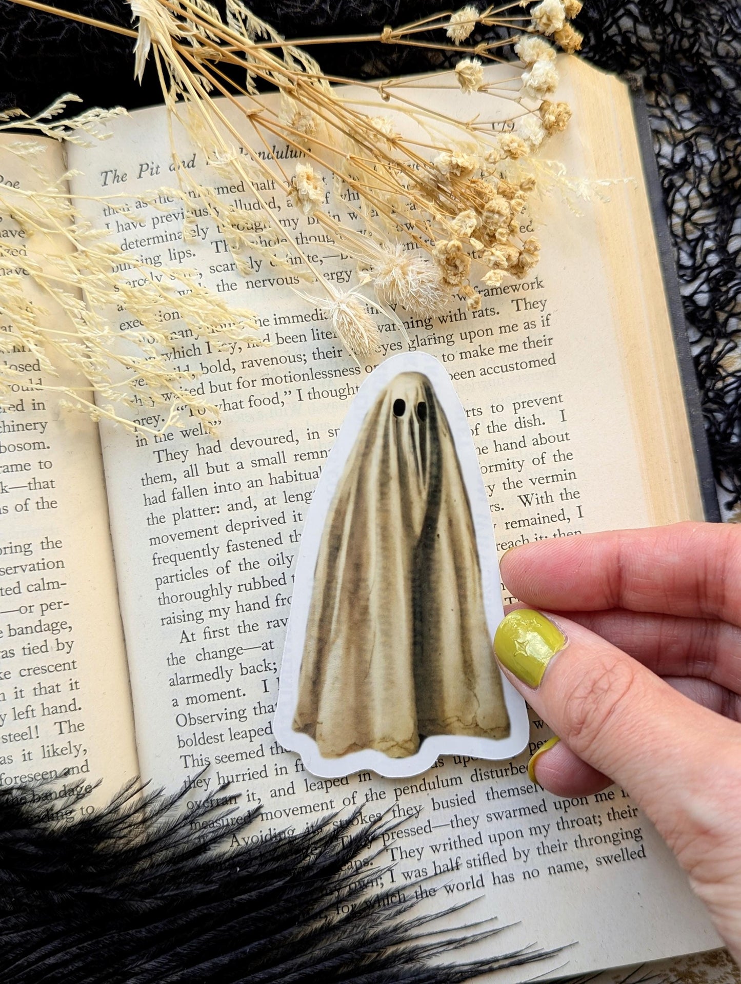 Vinyl Waterproof Sticker Hydroflask Water Bottle Laptop Realistic Sheet Ghost Goth Gothic Horror Halloween Witch Witchcraft